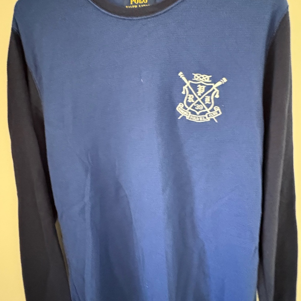 Polo by Ralph Lauren Men's Blue and Black Long Sleeve Shirt